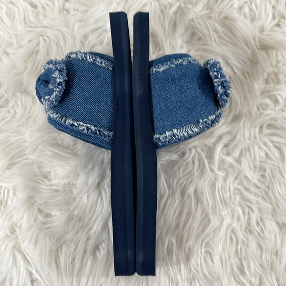MICHAEL MICHAEL KORS Betsy Frayed Denim Bow Blue Slide Sandals Size 8 NEW - Picture 9 of 14